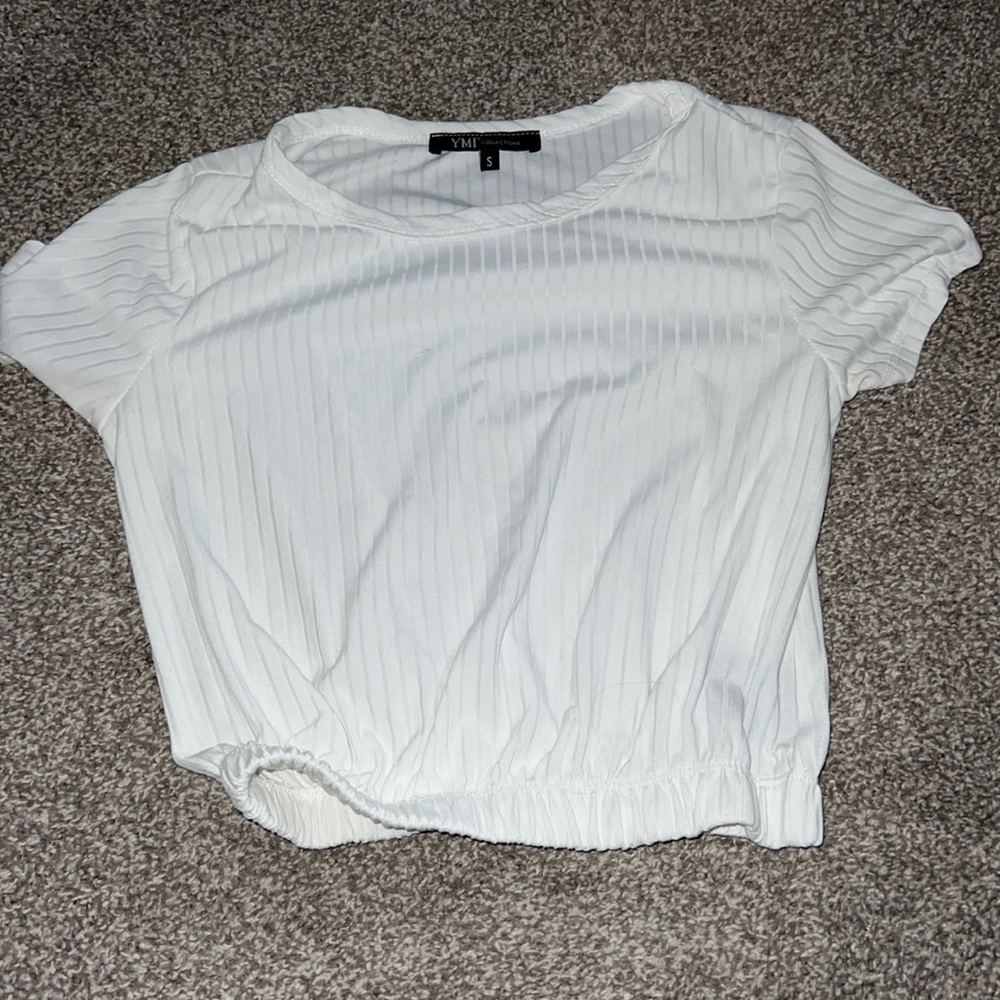 YMI short sleeve, white crop top